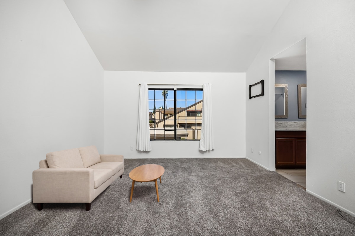 Same room with compact Modern furniture on empty floor only